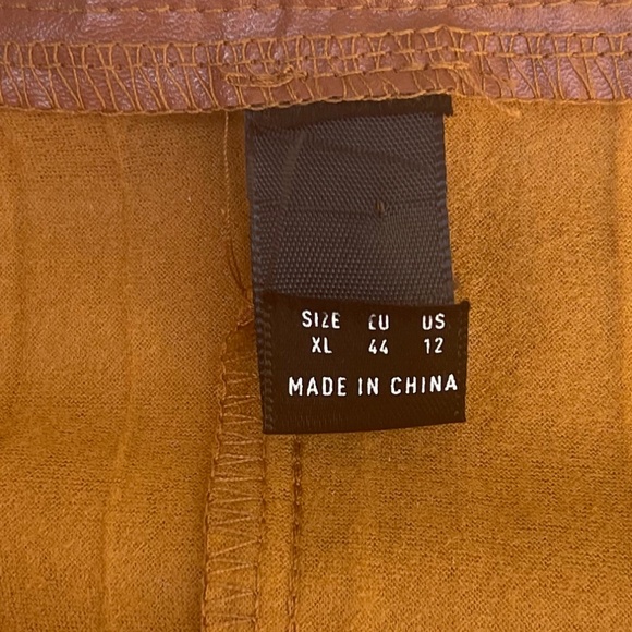 Brown Faux Leather Pleated Midi Skirt sz 12 - Picture 3 of 4